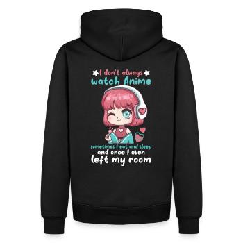 Je ne regarde pas toujours l’anime I cute Chibi Kawaii - Sweat à capuche Premium bio Homme - noir - Dos - Nico (187cm)