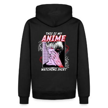 This Is My Anime Watching Shirt I Kawaii Otaku - Männer Premium Bio Hoodie - Schwarz - Hinten - Nico (187cm)