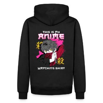 This Is My Anime Watching Shirt I Kawaii Otaku - Männer Premium Bio Hoodie - Schwarz - Hinten - Nico (187cm)