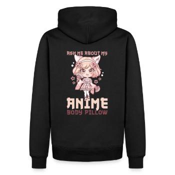 Ask Me About My Anime Body Pillow I Chibi Girl - Männer Premium Bio Hoodie - Schwarz - Hinten - Nico (187cm)