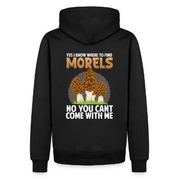 Yes I Know Where To Find Good Morels I Schwammerl - Männer Premium Bio Hoodie - Schwarz - Hinten - Nico (187cm)