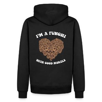 I'm a Funghi with good Morels I Mushroom Hunter - Männer Premium Bio Hoodie - Schwarz - Hinten - Nico (187cm)