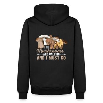 The Mushrooms Are Calling And I Must Go I Morchel - Männer Premium Bio Hoodie - Schwarz - Hinten - Nico (187cm)