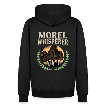Morel Whisperer I Funny Schwammerlsucher Pilze - Männer Premium Bio Hoodie - Schwarz - Hinten - Nico (187cm)