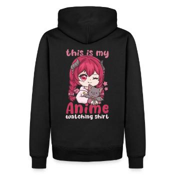 This Is My Anime Watching Shirt I Kawaii Otaku - Männer Premium Bio Hoodie - Schwarz - Hinten - Nico (187cm)