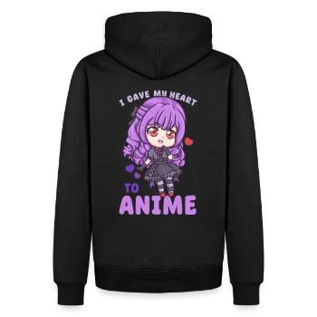 J’ai donné mon cœur à l’anime I manga kawaii otaku - Sweat à capuche Premium bio Homme - noir - Dos - Nico (187cm)