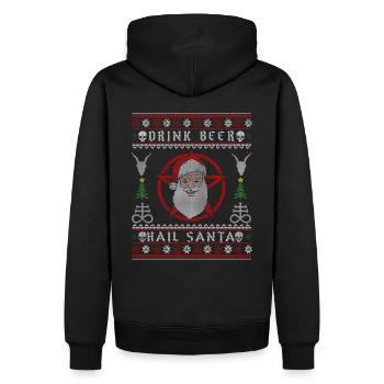Drink Beer Hail Santa I Baphomet Death Metal - Männer Premium Bio Hoodie - Schwarz - Hinten - Nico (187cm)