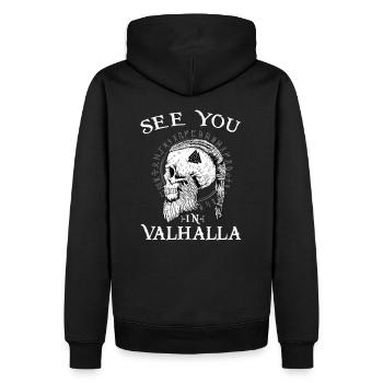 See You In Valhalla I Viking Warrior I Mythology - Männer Premium Bio Hoodie - Schwarz - Hinten - Nico (187cm)