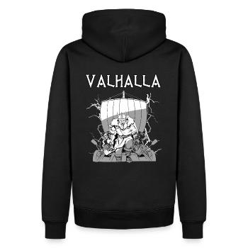 Valhalla I Viking Warrior I Odin I Viking Ship - Sweat à capuche Premium bio Homme - noir - Dos - Nico (187cm)