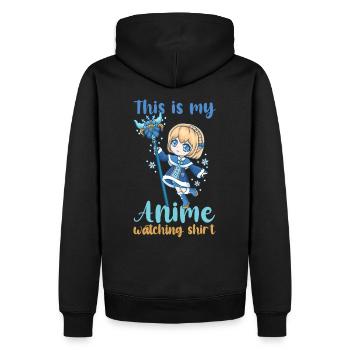 This Is My Anime Watching Shirt I Kawaii Otaku - Männer Premium Bio Hoodie - Schwarz - Hinten - Nico (187cm)