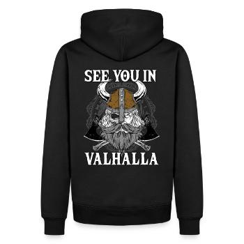 Rendez-vous au Valhalla I Viking Warrior I Mythologie - Sweat à capuche Premium bio Homme - noir - Dos - Nico (187cm)