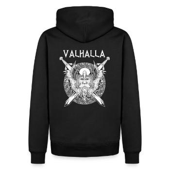 Valhalla I Viking Warrior I Walhalla I Wikinger - Männer Premium Bio Hoodie - Schwarz - Hinten - Nico (187cm)
