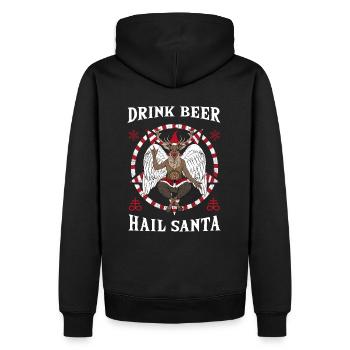 Drink Beer Hail Santa I Baphomet Death Metal - Männer Premium Bio Hoodie - Schwarz - Hinten - Nico (187cm)