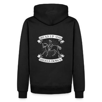 RIDEROUTLINEHEADUPHEELSDOWN - Männer Premium Bio Hoodie - Schwarz - Hinten - Nico (187cm)