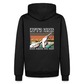 FISHING3 - Männer Premium Bio Hoodie - Schwarz - Hinten - Nico (187cm)