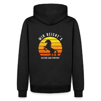 HORSESTANDINGSUNSET MIRREICHTSUCHGEHZUMPONYHOF - Männer Premium Bio Hoodie - Schwarz - Hinten - Nico (187cm)