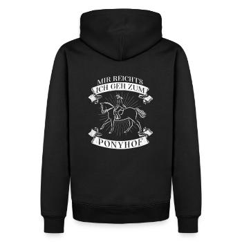 RIDEROUTLINEMIREICHTSICHGEHZUMPONYHOF - Männer Premium Bio Hoodie - Schwarz - Hinten - Nico (187cm)