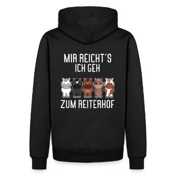 HORSESPACK2MIRREICHTSICHGEHZUMREITERHOF - Männer Premium Bio Hoodie - Schwarz - Hinten - Nico (187cm)