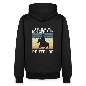 VINTAGEMIRREICHTSICHGEHZUMREITERHOF - Männer Premium Bio Hoodie - Schwarz - Hinten - Nico (187cm)