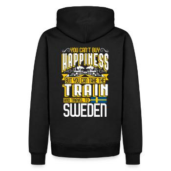 Travel Sweden - Men’s Premium Organic Hoodie - black - Back - Nico (187cm)