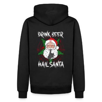 Drink Beer Hail Santa I Baphomet Death Metal - Männer Premium Bio Hoodie - Schwarz - Hinten - Nico (187cm)