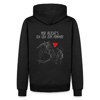 OUTLINEHORSEANDGIRLMIREICHTSICHGEHJZUMPONYHOF - Männer Premium Bio Hoodie - Schwarz - Hinten - Nico (187cm)