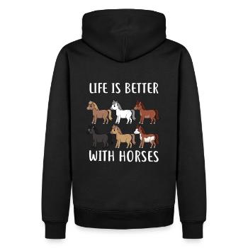 HORSESPACKLIFEISBETTERWITHHORSES - Männer Premium Bio Hoodie - Schwarz - Hinten - Nico (187cm)