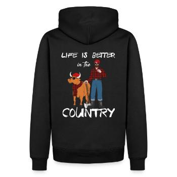 front 70101610704943946 - Männer Premium Bio Hoodie - Schwarz - Hinten - Nico (187cm)