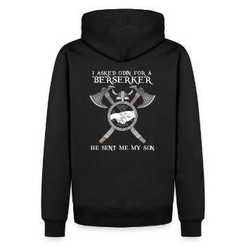 front 41401662293039481 - Männer Premium Bio Hoodie - Schwarz - Hinten - Nico (187cm)