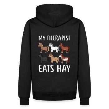 HORSESPACKMYTHERAPISTEATSHAY - Männer Premium Bio Hoodie - Schwarz - Hinten - Nico (187cm)