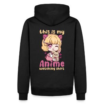 This Is My Anime Watching Shirt I Kawaii Otaku - Männer Premium Bio Hoodie - Schwarz - Hinten - Nico (187cm)
