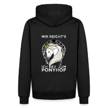 CROWNEDHORSE2MIRREICHTSICHGEHZUMPONYHOF - Männer Premium Bio Hoodie - Schwarz - Hinten - Nico (187cm)