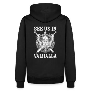 front 33941662298110246 - Männer Premium Bio Hoodie - Schwarz - Hinten - Nico (187cm)
