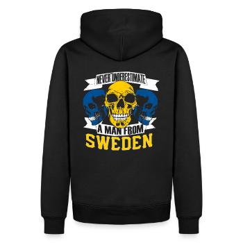 NeverUnderestimate Sweden - Men’s Premium Organic Hoodie - black - Back - Nico (187cm)