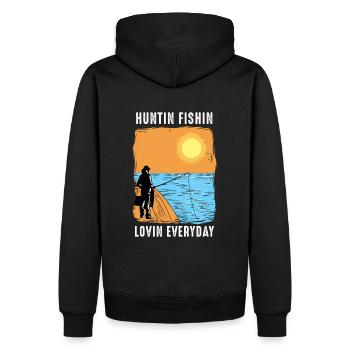 Huntin Fishin Lovin Everyday I Fishing - Men’s Premium Organic Hoodie - black - Back - Nico (187cm)