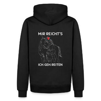 RIDERANDHORSEILLUSTRATION MIRREICHTSICHGEHREITEN - Männer Premium Bio Hoodie - Schwarz - Hinten - Nico (187cm)