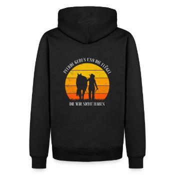 Pferde geben uns die Flügel die wir nicht haben - Männer Premium Bio Hoodie - Schwarz - Hinten - Nico (187cm)