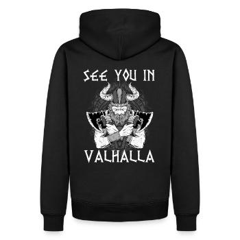Rendez-vous au Valhalla I Mythologie Viking - Sweat à capuche Premium bio Homme - noir - Dos - Nico (187cm)