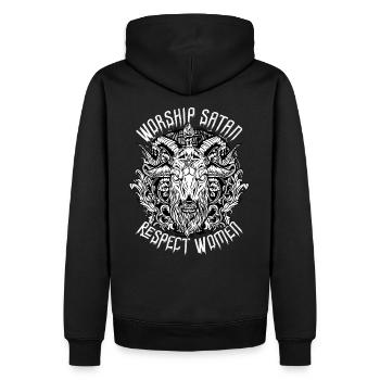 Worship Satan Respect Women Satanic Baphomet - Männer Premium Bio Hoodie - Schwarz - Hinten - Nico (187cm)