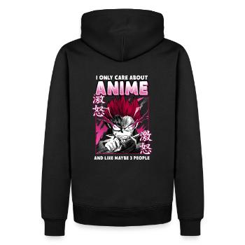 ANIME BOYS IONLYCAREABOUTANIMEANDLIKEMAYE3PEOPLE - Sweat à capuche Premium bio Homme - noir - Dos - Nico (187cm)