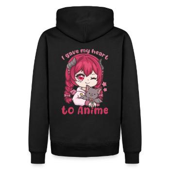 J’ai donné mon cœur à l’anime I manga kawaii otaku - Sweat à capuche Premium bio Homme - noir - Dos - Nico (187cm)
