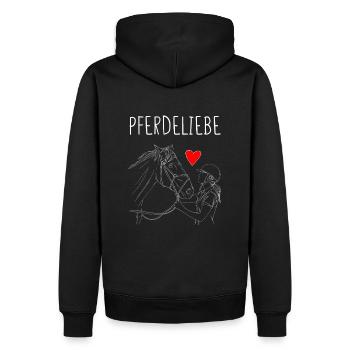 OUTLINEHORSEANDGIRLPFERDELIEBE - Männer Premium Bio Hoodie - Schwarz - Hinten - Nico (187cm)