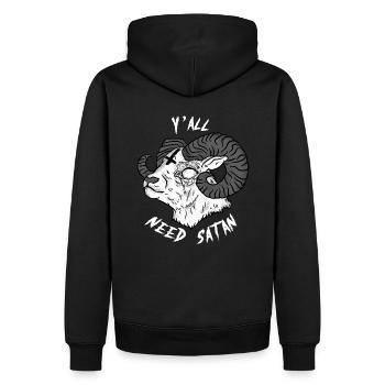 front 74471651664646529 - Männer Premium Bio Hoodie - Schwarz - Hinten - Nico (187cm)