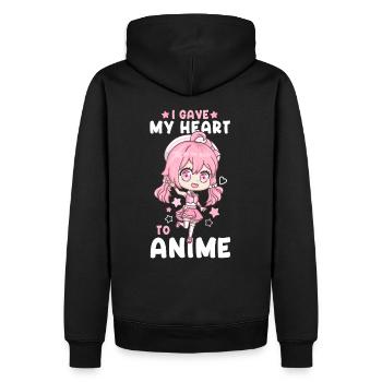 J’ai donné mon cœur à l’anime I manga kawaii otaku - Sweat à capuche Premium bio Homme - noir - Dos - Nico (187cm)