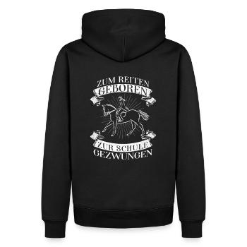 Zum Reiten geboren zur Schule gezwungen - Männer Premium Bio Hoodie - Schwarz - Hinten - Nico (187cm)
