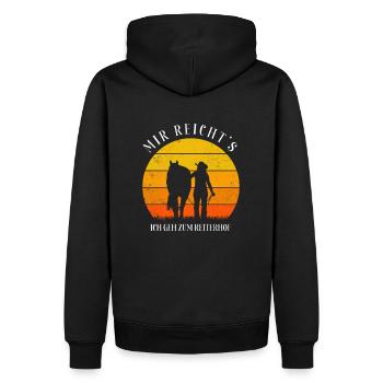 OWNERANDHORSEWALKINGMIRREICHTSICHGEHZUMREITERHOF - Männer Premium Bio Hoodie - Schwarz - Hinten - Nico (187cm)
