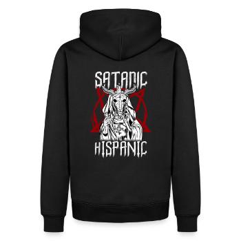 front 81041603212796588 - Männer Premium Bio Hoodie - Schwarz - Hinten - Nico (187cm)