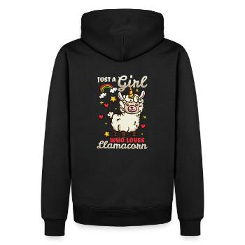 Just a girl who loves Llamacorn Cute Llama - Männer Premium Bio Hoodie - Schwarz - Hinten - Nico (187cm)