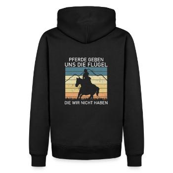 Pferde geben uns die Flügel die wir nicht haben - Männer Premium Bio Hoodie - Schwarz - Hinten - Nico (187cm)