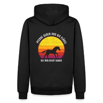 Pferde geben uns die Flügel die wir nicht haben - Männer Premium Bio Hoodie - Schwarz - Hinten - Nico (187cm)